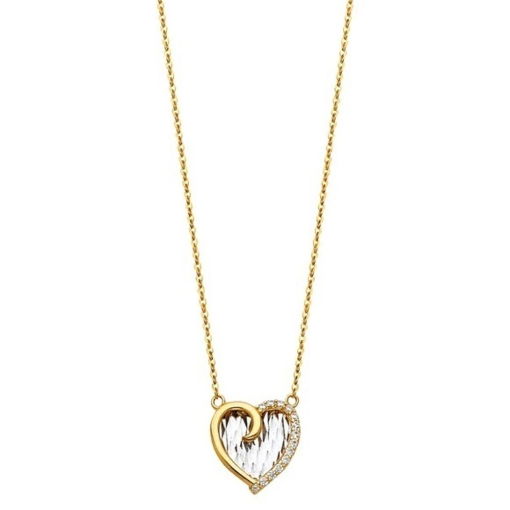 14k solid yellow gold Heart Pendant Necklace Chain